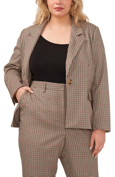 Halogen Gingham One-button Blazer In Dark Roast