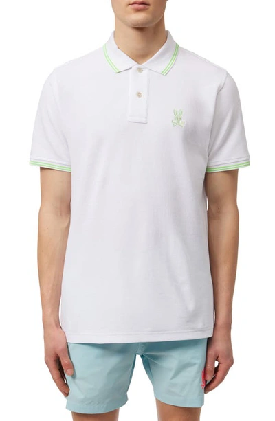 Psycho Bunny Tipped Logo Embroidered Pima Cotton Piqué Polo In White