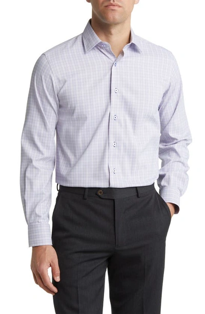 Lorenzo Uomo Trim Fit Textured Check Stretch Dress Shirt In Lavender