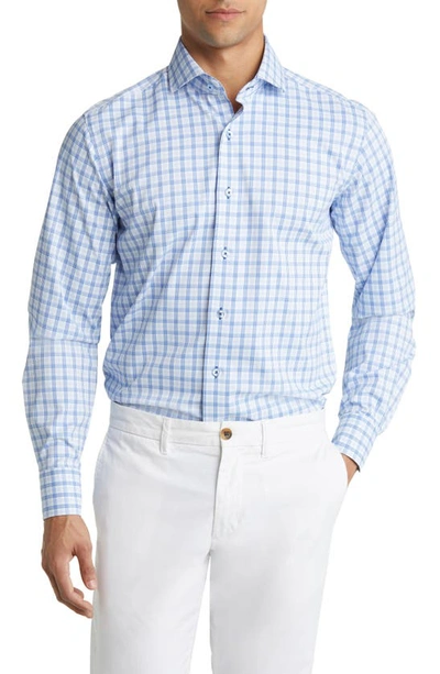 Lorenzo Uomo Trim Fit Textured Check Stretch Dress Shirt In Light Blue