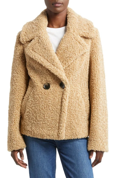 Sam Edelman Double Breasted Teddy Coat In Sand