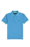 Psycho Bunny Kids' Tipped Piqué Polo In Cool Blue
