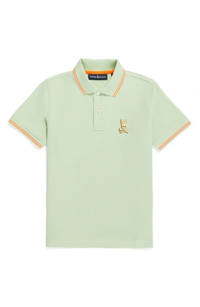 Psycho Bunny Kids' Tipped Piqué Polo In Patina Green