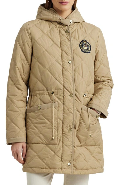 Lauren Ralph Lauren Quilted Hooded Parka In Birch Tan