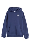 Nike Sportswear Club Big Kids' Pullover Hoodie In Midnight Navy,white