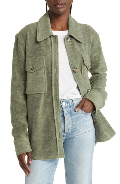 Faherty Holden High Pile Fleece Jacket In Olive