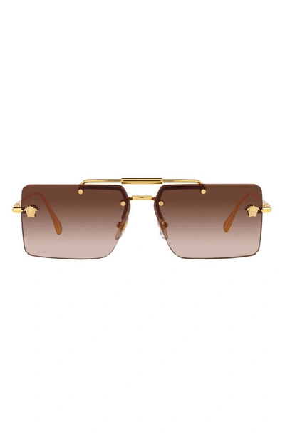 Versace 60mm Gradient Rectangular Sunglasses In Brown Grad