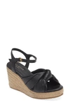 Ted Baker Taymin Knotted Espadrille Wedge Sandal In Black