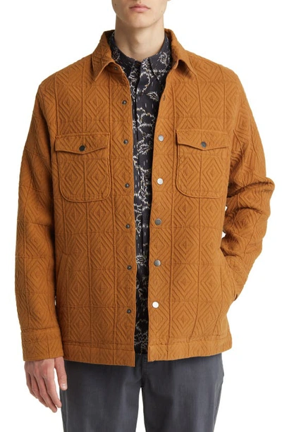 Treasure & Bond Jacquard Cotton Snap-up Shirt Jacket In Brown Rubber