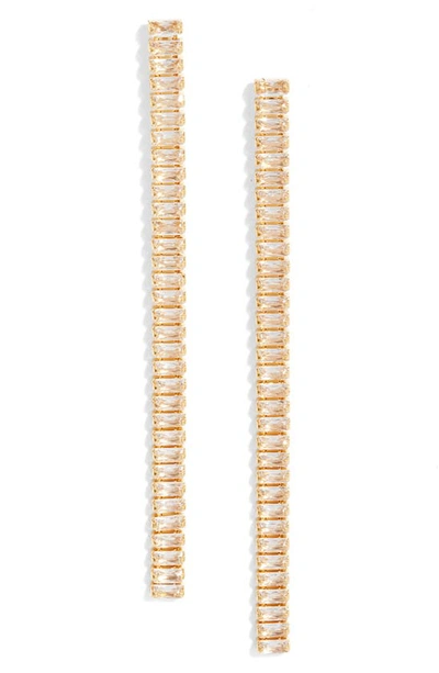 Nordstrom Cubic Zirconia Linear Drop Earrings In Clear- Gold