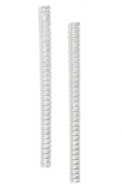 Nordstrom Cubic Zirconia Linear Drop Earrings In Clear- Silver