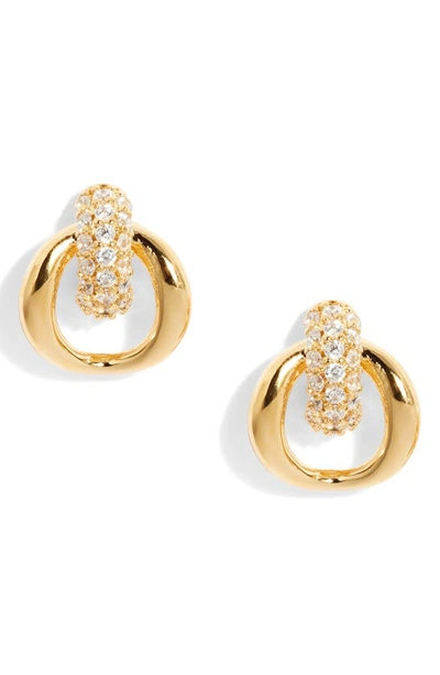 Nordstrom Pavé Cubic Zirconia Doorknocker Earrings In Clear- Gold