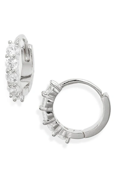 Nordstrom Everyday Cubic Zirconia Huggie Hoop Earrings In Clear- Silver