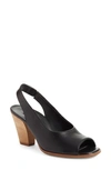 Paul Green Savanah Slingback Peep Toe Sandal In Black Light Nappa