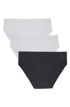 Dkny Seamless Litewear Assorted 3-pack Bikinis In Whitewhiteblack