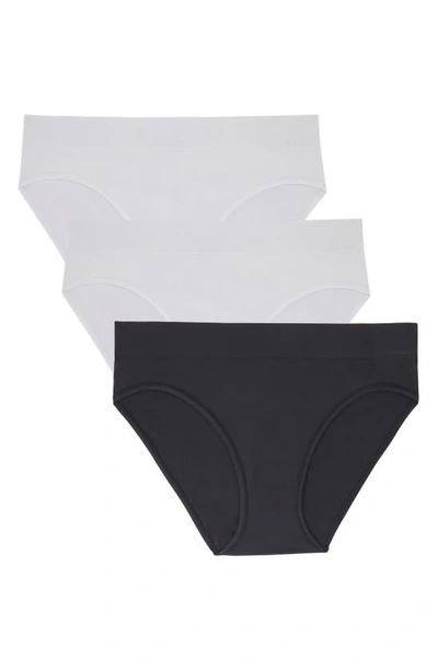 Dkny Seamless Litewear Assorted 3-pack Bikinis In Whitewhiteblack