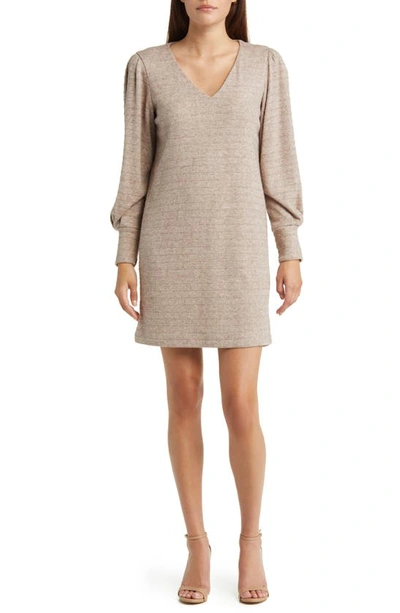 Julia Jordan Long Sleeve Sweater Minidress In Oatmeal