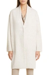Vince Bouclé Wool Blend Cardigan Coat In Taupe/ Off White
