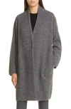 Vince Bouclé Wool Blend Cardigan Coat In Charcoal/ Medium Heather Grey