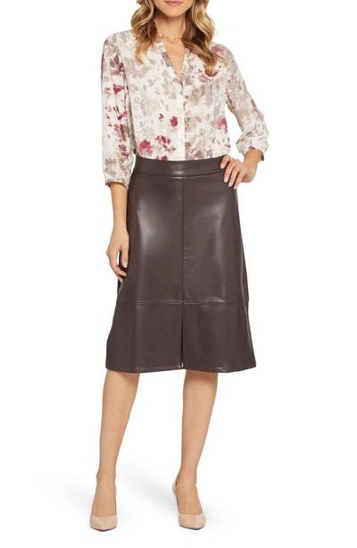 Nydj Faux Leather A-line Skirt In Cordovan