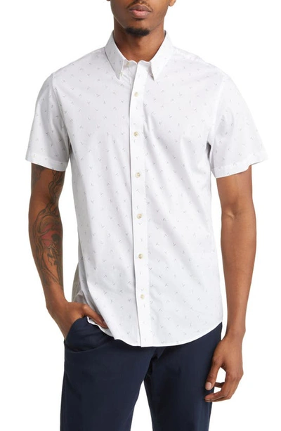 Travismathew Drink Menu Short Sleeve Button-up Shirt In White