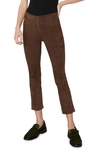 Vince Stretch-suede Cropped Pants In Dark Wheat