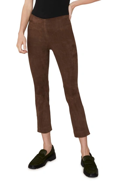 Vince Stretch-suede Cropped Trousers In Dark Wheat