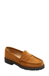 Ann Mashburn Lug Penny Loafer In Rame Suede