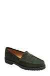 Ann Mashburn Lug Penny Loafer In Loden Suede