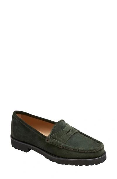 Ann Mashburn Lug Penny Loafer In Loden Suede