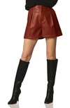 Avec Les Filles Pleated High Waist Faux Leather Shorts In Paprika