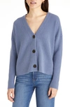 Madewell Cameron Ribbed Crop Cardigan In Heather Chambray
