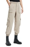 Allsaints Frieda Denim Cargo Joggers In Sand Brown