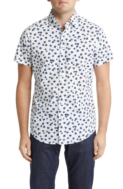 Rodd & Gunn Cross Hills Floral Short Sleeve Button-up Shirt In Snow