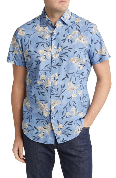 Rodd & Gunn Allen Bell Floral Short Sleeve Button-up Shirt In Denim