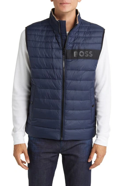 Hugo Boss Darolan Water Repellent Quilted Vest In Blue