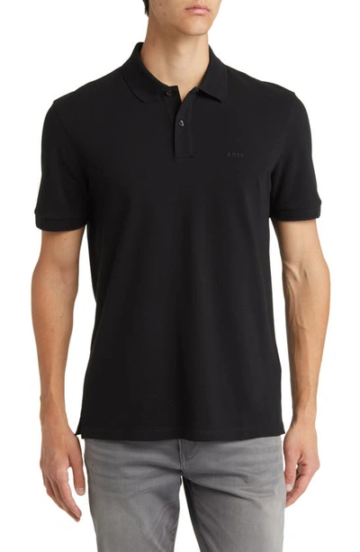 Hugo Boss Boss Pallas Embroidered Logo Polo Shirt Black