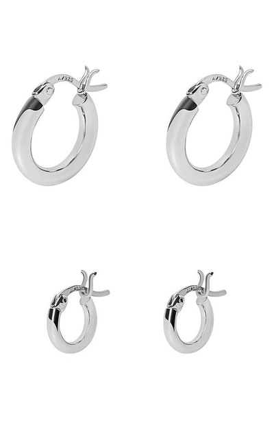Argento Vivo Set Of 2 Hoop Earrings In Silver