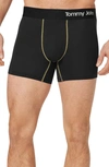 Tommy John 4-inch Cool Cotton Boxer Briefs In Black W/ Habanero Contrast
