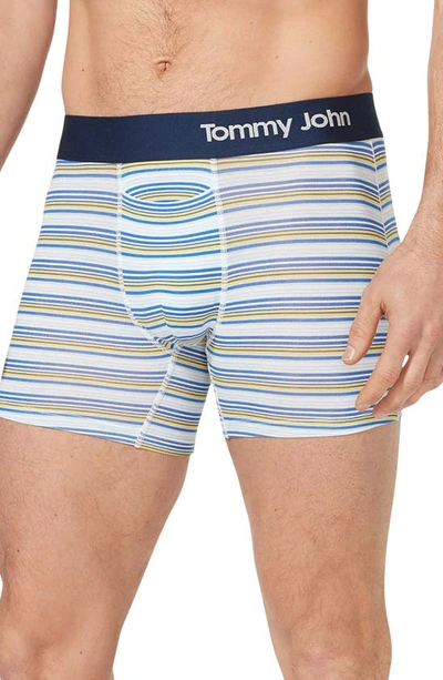 Tommy John 4-inch Cool Cotton Boxer Briefs In Habanero Gold Tabloid Stripe