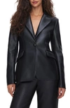 Good American Sculpted Faux Leather Blazer In Black