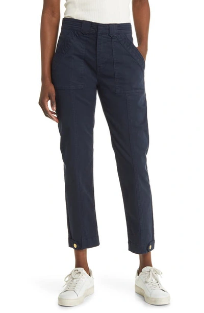 Frame Trapunto Button Tab Cuff Trousers In Washed Navy