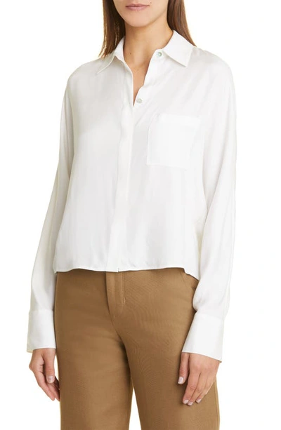Vince Silk Blend Woven Shirt In Off White