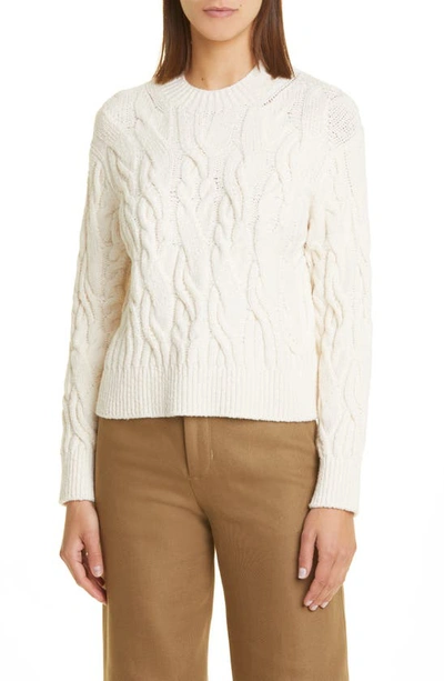 Vince Crewneck Cable Sweater In Natural