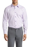 David Donahue Trim Fit Geometric Pattern Dress Shirt In Lilac