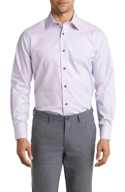 David Donahue Trim Fit Geometric Pattern Dress Shirt In Lilac