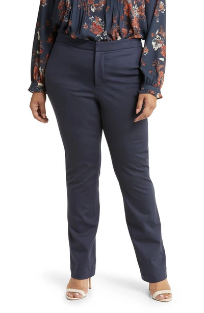 Nydj Stretch Knit Straight Leg Pants In Oxford Navy