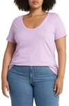Caslon Rounded V-neck T-shirt In Purple Sheer