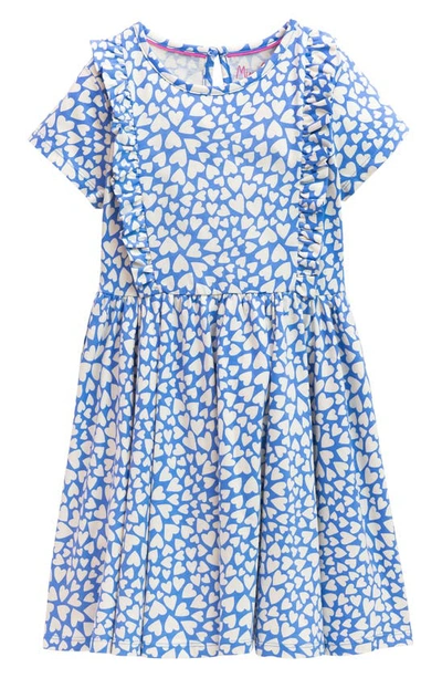 Mini Boden Kids' Frilly Twirly Dress Penzance Blue Hearts Girls Boden