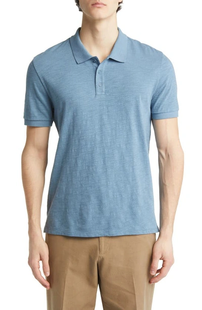 Vince Cotton Slub Jersey Polo In Washed Lake